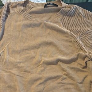 Elegant Camel Tan Crew Neck Sweater